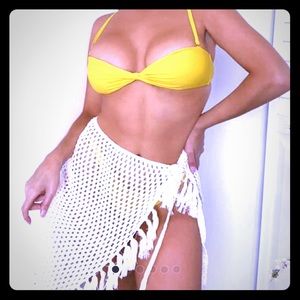 White Fringe Sarong Cover Up